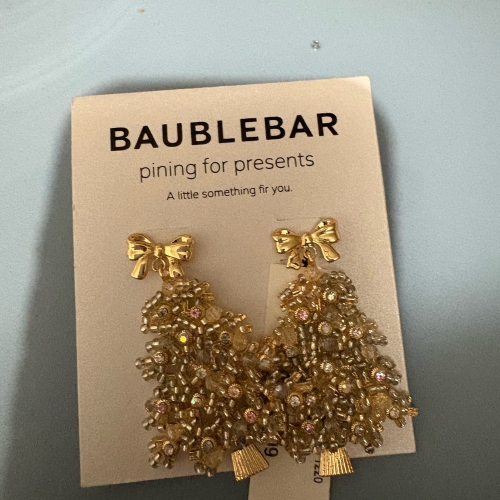 BaubleBar Gold Holiday Tree Earrings